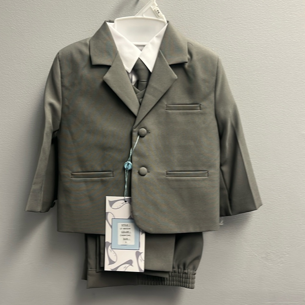 "Mason" Kids Medium Grey Suit (5-Piece Set)